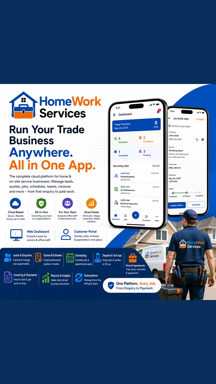 HomeworkServices field technician app — jobs and schedule